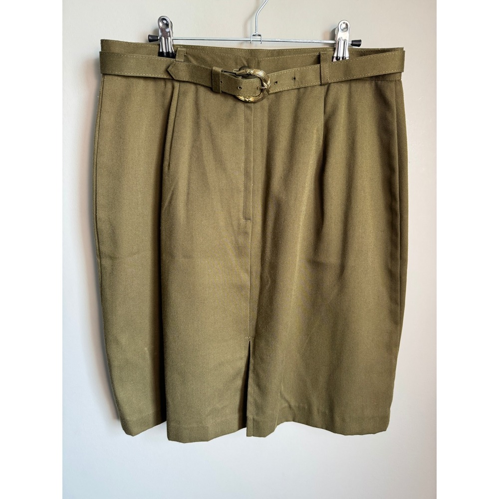 Jessica Womens Olive Green Belted Pencil Skirt 16 Vintage 90s Career Office